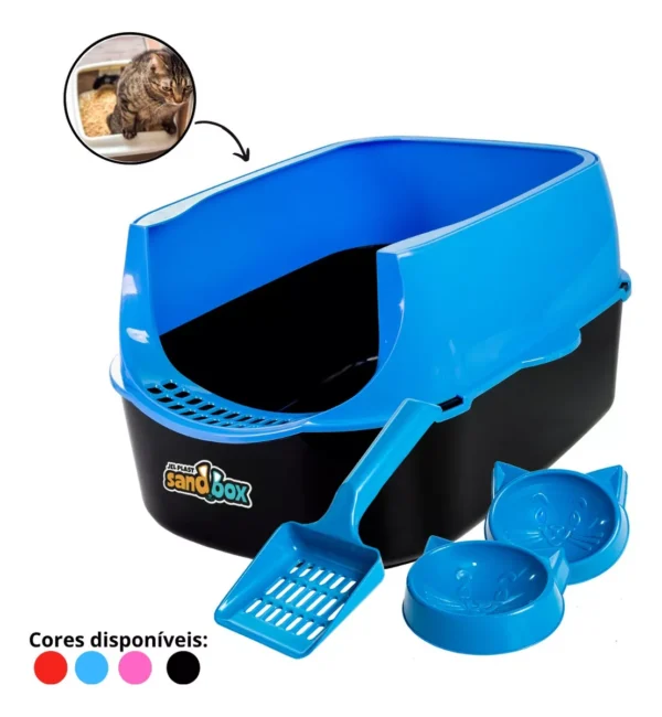 Caixa De Areia Banheiro Gato Sanitário Furba Grande Sandbox Cor Azul - Image 2