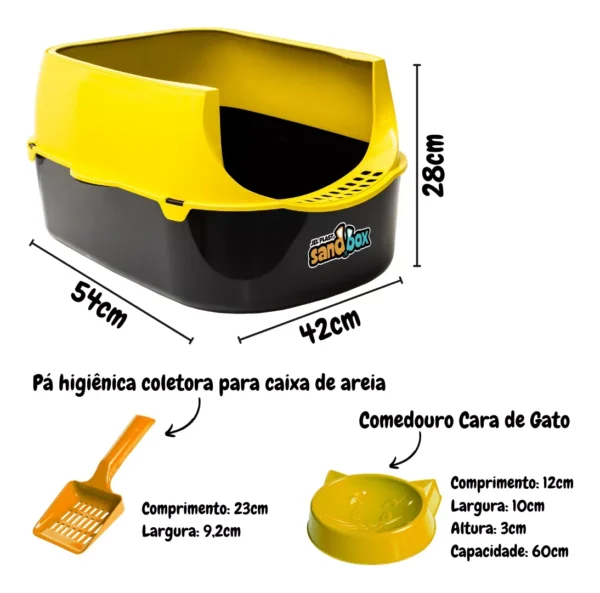 Caixa De Areia Banheiro Gato Sanitário Furba Grande Sandbox Cor Amarela - Image 2