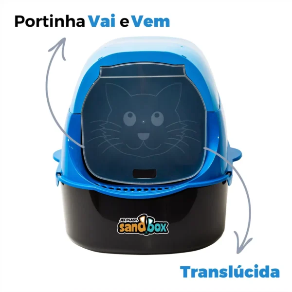 Caixa De Areia Banheiro Fechado Sanitário Para Gatos Sandbox Cor Azul - Image 2