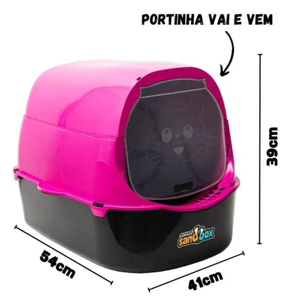 Caixa De Areia Banheiro Fechado Sanitário Para Gatos Sandbox Cor Rosa - Image 3