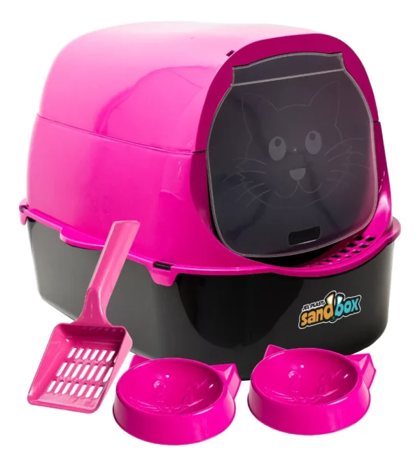 Caixa De Areia Banheiro Fechado Sanitário Para Gatos Sandbox Cor Rosa - Image 4